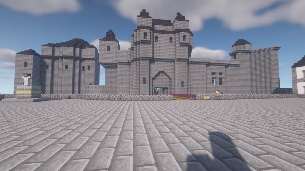 Le Château des Barons de Vitré modélisé dans Minecraft sur le serveur Vitrécraft de l'association Générations numériques